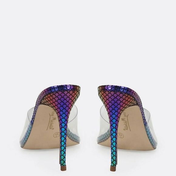NEW🔥 Rainbow Clear Peep Toe Slip-On Mules Sandals - Picture 6 of 6